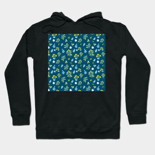 Flowers in dark blue and yellow color combination Hoodie